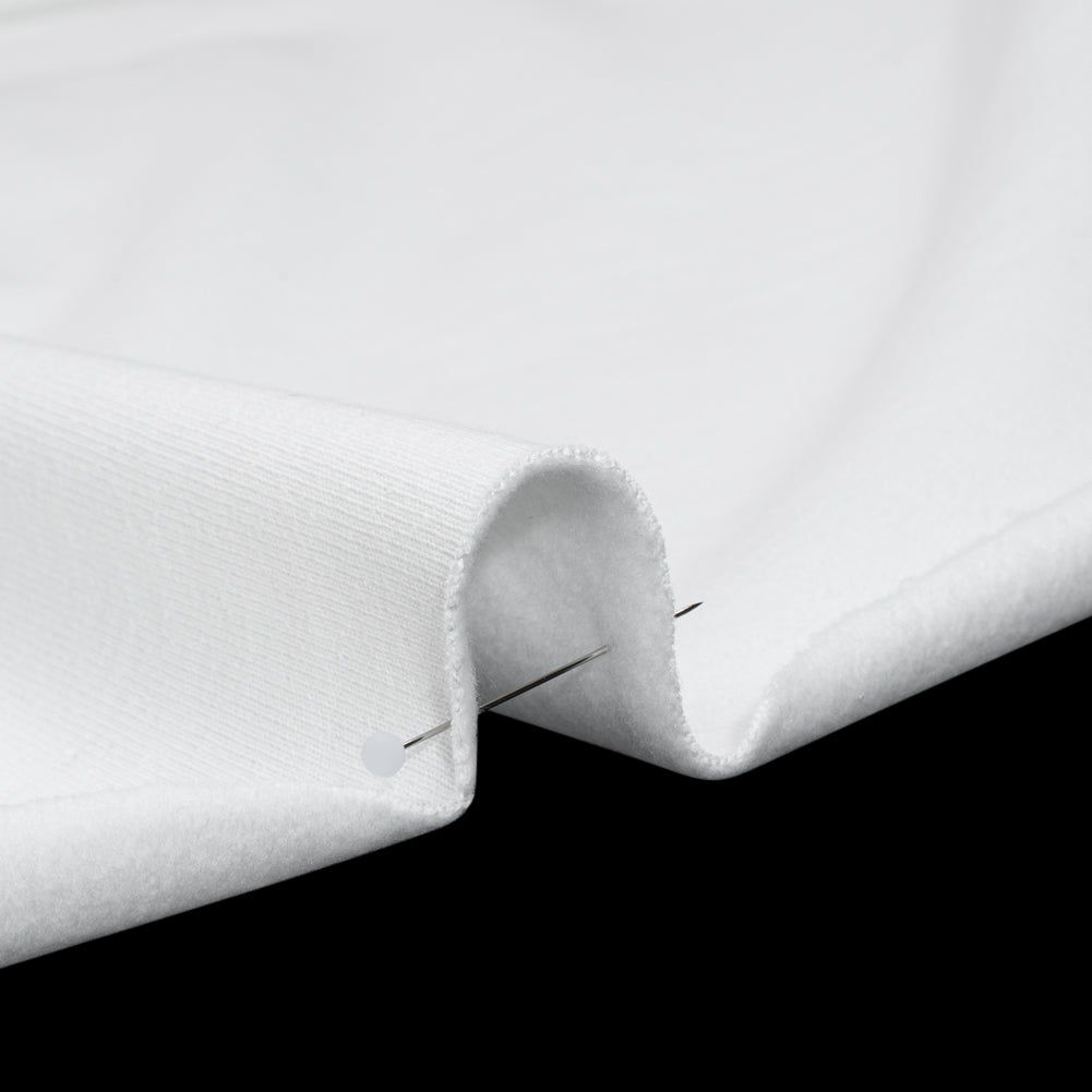 Cotton Brushed French Terry Sweatshirt Fleece - White - Deadstock - Detail