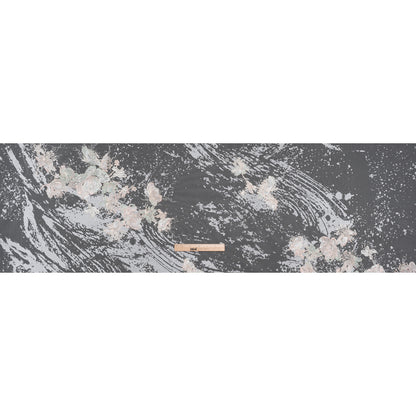 Embroidered Abstract Flocked Tulle with Baby Sequins - Off White, Pale Pink and Mint Floral - Full