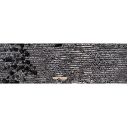 Foiled Plisse Lace with Beaded and Embroidered 3D Fabric Flowers and Leaves - Black and Silver Floral - Full