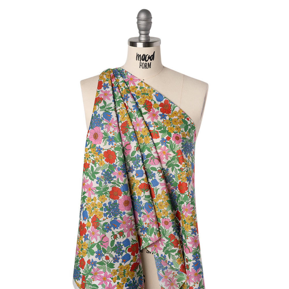 Liberty Fabrics Tana Lawn® - Clarabell Multi Bright - Red, Blue and Yellow Floral Folded