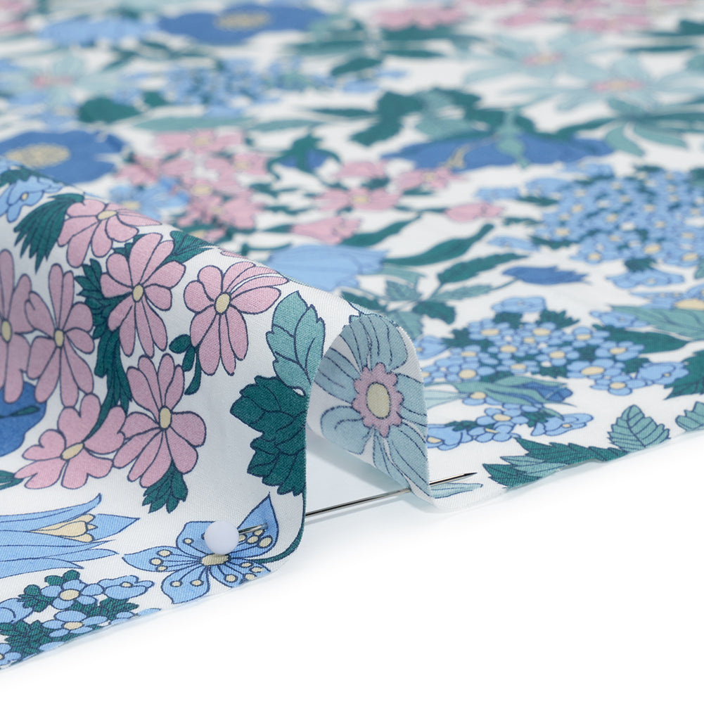 Liberty Fabrics Tana Lawn® - Clarabell Blue - Sky Blue, Teal and Baby Pink Floral Full