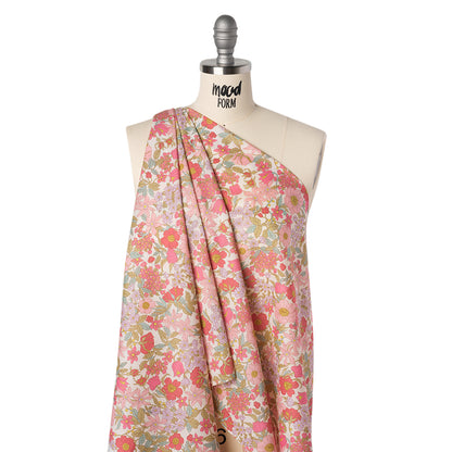 Liberty Fabrics Tana Lawn® - Clarabell Pink - Light Pink, Olive Green and Pale Purple Floral