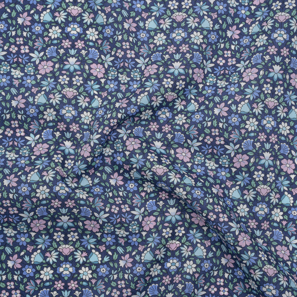 Liberty Fabrics Tana Lawn® - Meera Blue - Blue, Mint and White Simple Floral Drape