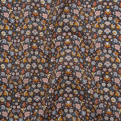 Liberty Fabrics Tana Lawn® - Meera Multi Pastel - Golden Yellow, Light Blue and Brown Simple Floral Drape