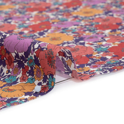 Liberty Fabrics Tana Lawn® - Meadow Song Purple - Golden Yellow, Red and Purple Flower Field
