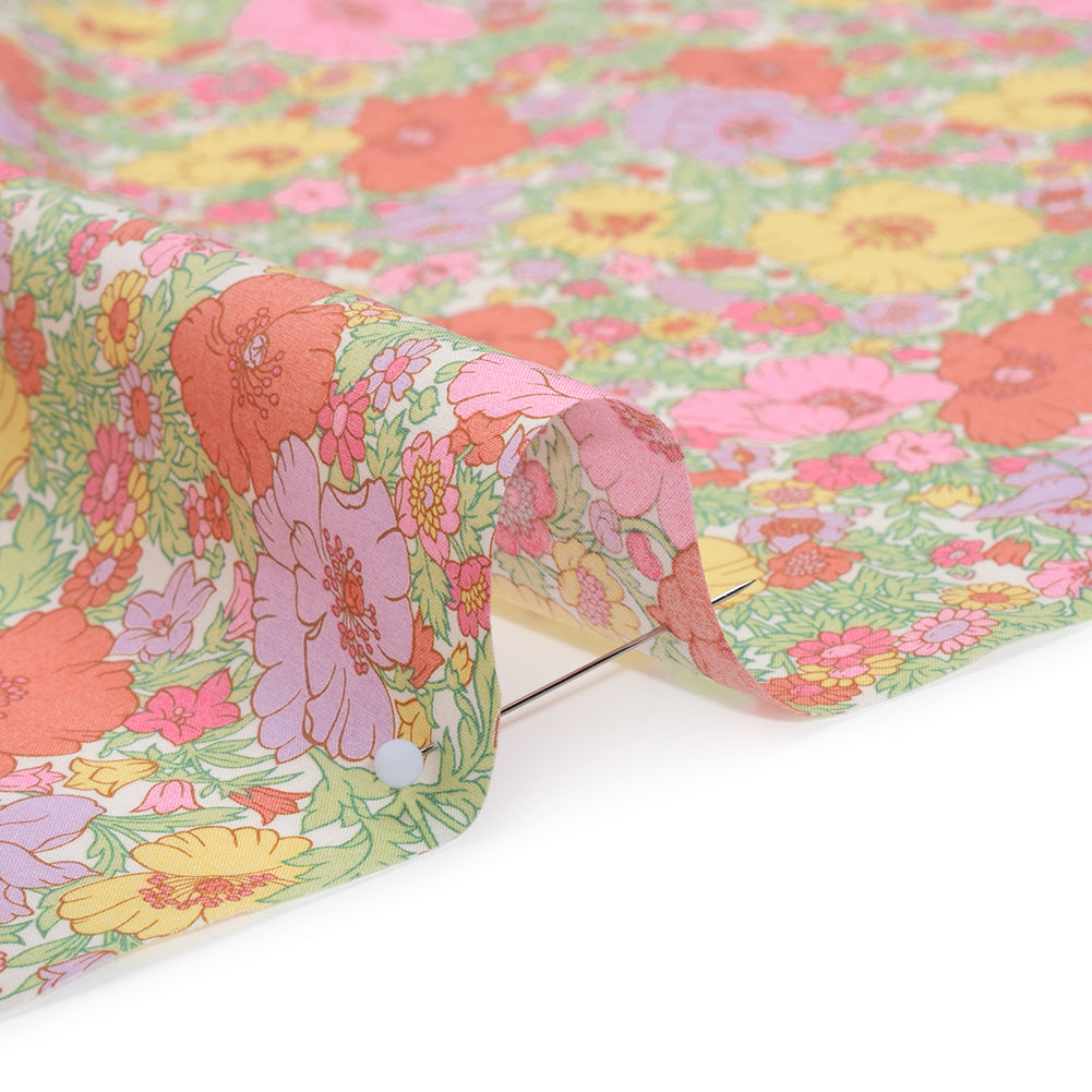 Liberty Fabrics Tana Lawn® - Meadow Song Pink, Yellow and Lime Green Flower Field - Full