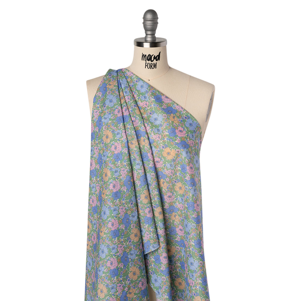 Liberty Fabrics Tana Lawn® - Meadow Song Multi Pastel - Light Blue, Baby Pink and Soft Green Flower Field Folded