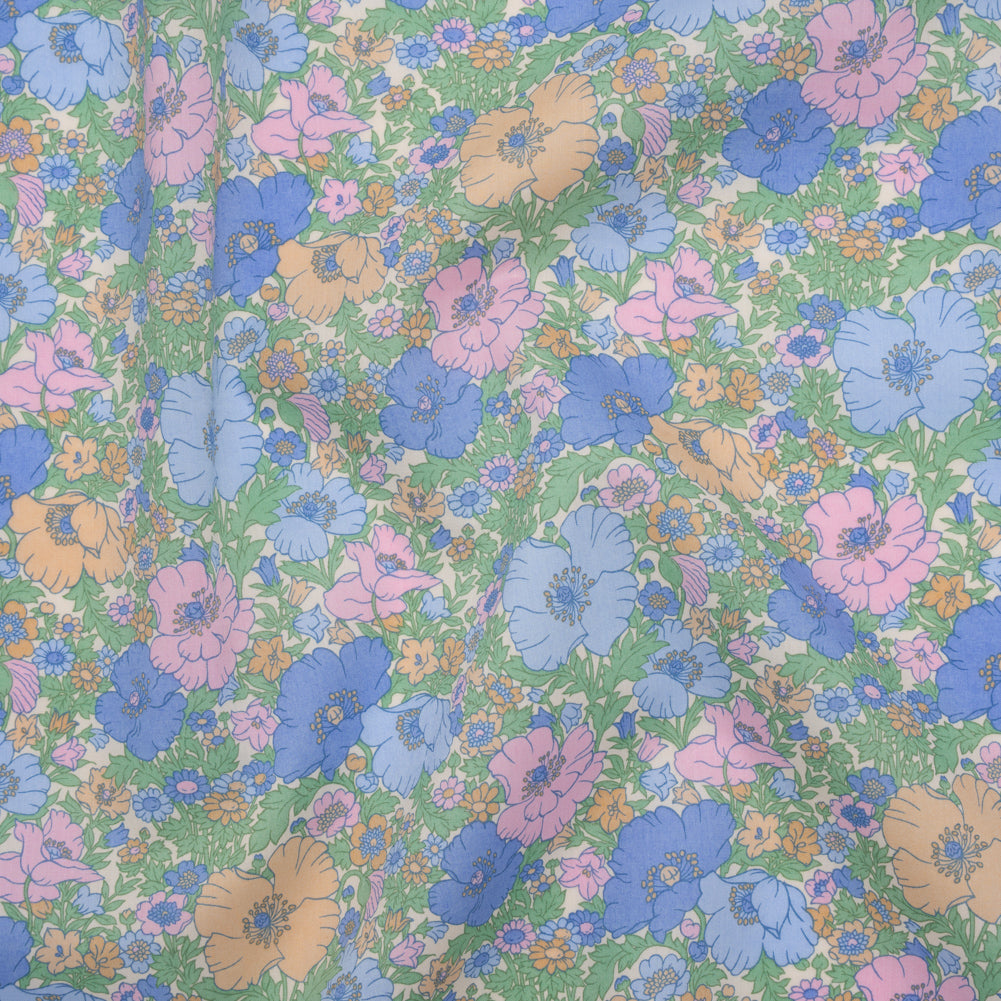 Liberty Fabrics Tana Lawn® - Meadow Song Multi Pastel - Light Blue, Baby Pink and Soft Green Flower Field Drape