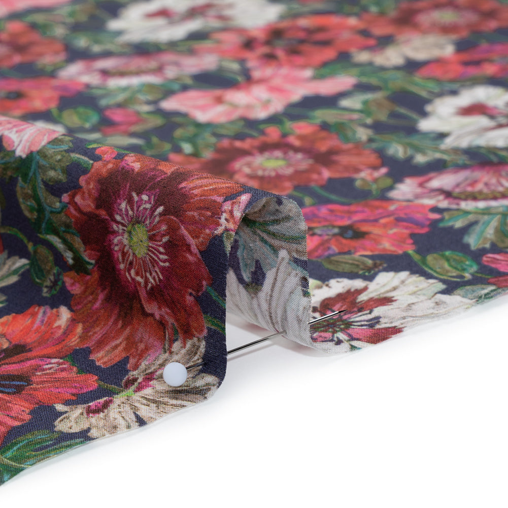 Liberty Fabrics Tana Lawn® - Poppy Amelie Dark Blue - Red, Green and Navy Poppy Flower Field - Full - Image 4 of 6