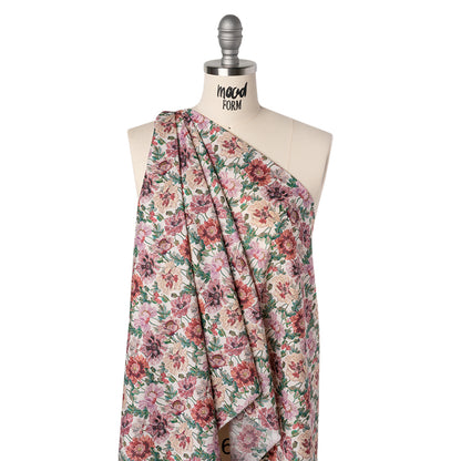 Liberty Fabrics Tana Lawn® - Poppy Amelie Pink - Red, Pink and Green Poppy Flower Field Folded