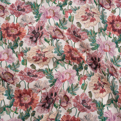 Liberty Fabrics Tana Lawn® - Poppy Amelie Pink - Red, Pink and Green Poppy Flower Field Drape