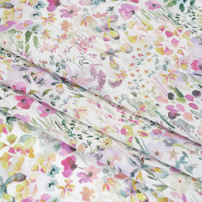 Liberty Fabrics Tana Lawn® - Felda Green - Pink, Yellow and Green Watercolor Flowers