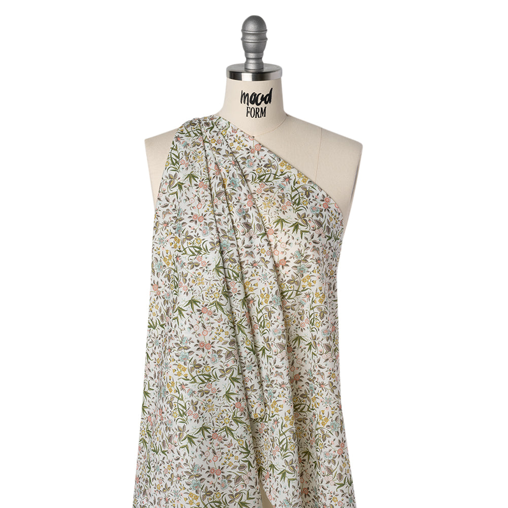 Liberty Fabrics Tana Lawn® - Tapestry Multi Pastel - Light Pink, Green and Yellow Floral and Butterflies Folded