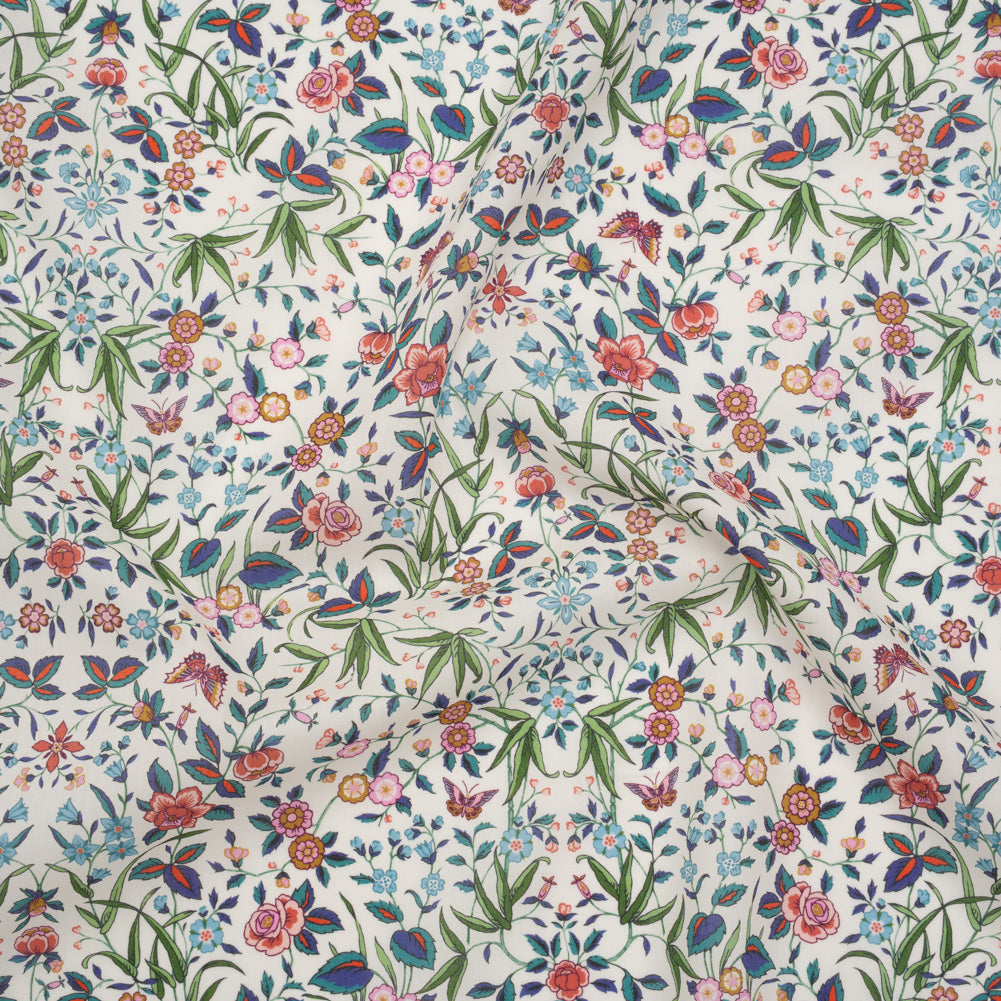 Liberty Fabrics Tana Lawn® - Tapestry Multi Bright - Pink, Green and Blue Floral and Butterflies - Drape