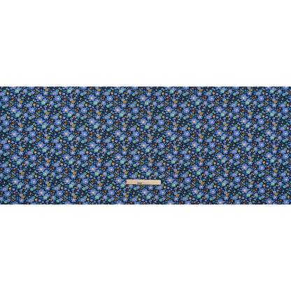 Liberty Fabrics Tana Lawn® - Betsy Meadow Dark Blue - Blue, Periwinkle and Yellow Illustrated Floral