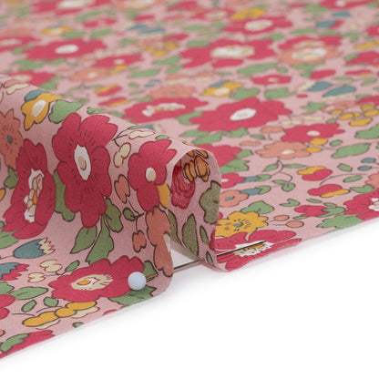 Liberty Fabrics Tana Lawn® - Betsy Meadow Pink - Baby Pink, Bright Pink and Green Illustrated Floral
