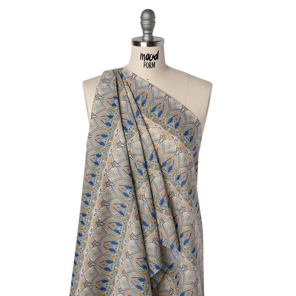 Liberty Fabrics Tana Lawn® - Ianthe Multi Pastel - Pink, Sky Blue and Yellow Art Nouveau Floral Trees - Folded