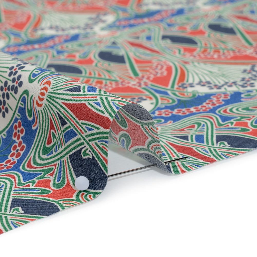 Liberty Fabrics Tana Lawn® - Ianthe Red - Red, Bright Blue and Pink Art Nouveau Floral Trees Full