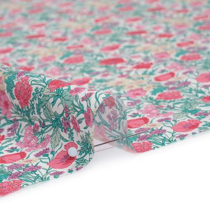 Liberty Fabrics Tana Lawn® - Florence May Pink - Green, Pink and Yellow Wildflower Field Full