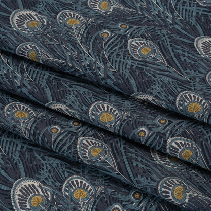 Liberty Fabrics Tana Lawn® - Queen Hera Dark Blue - Midnight, Sky Blue and Golden Yellow Field of Feathers
