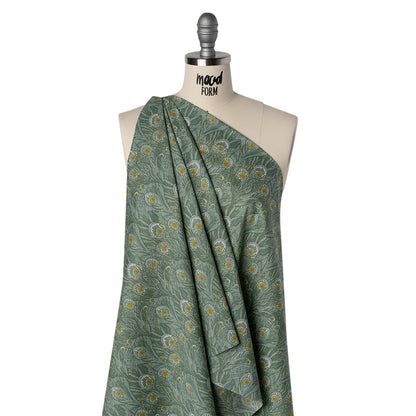 Liberty Fabrics Tana Lawn® - Queen Hera Green - Basil Green and Golden Yellow Field of Feathers