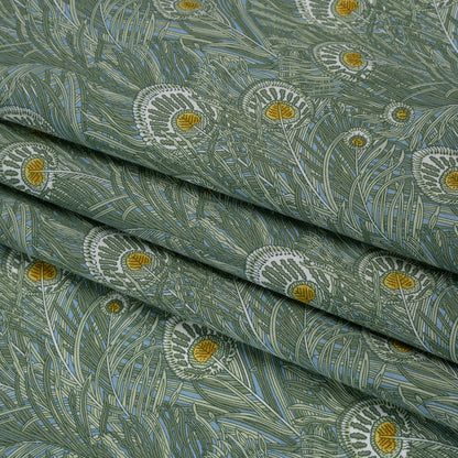 Liberty Fabrics Tana Lawn® - Queen Hera Green - Basil Green and Golden Yellow Field of Feathers