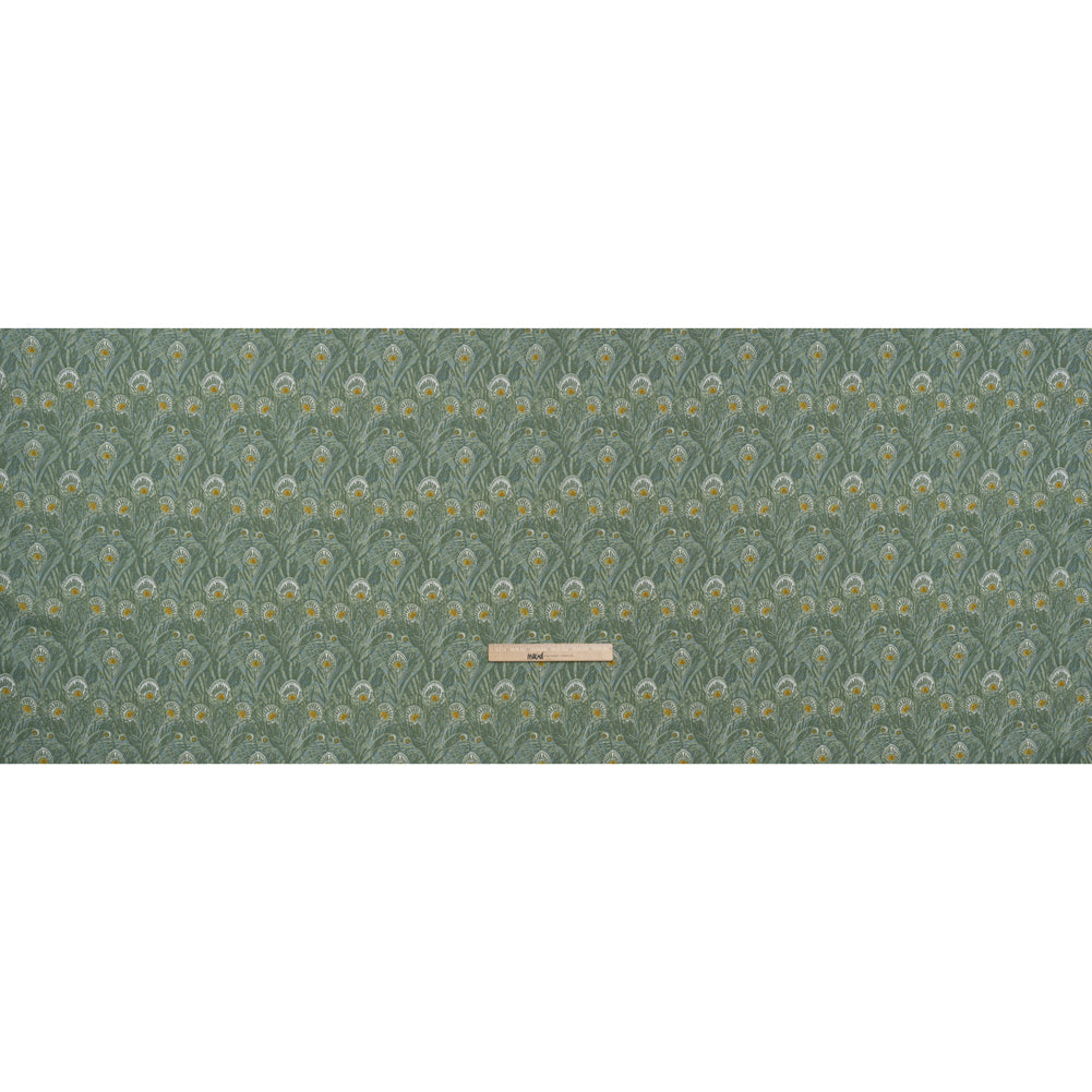 Liberty Fabrics Tana Lawn® - Queen Hera Green - Basil Green and Golden Yellow Field of Feathers - Full - Image 5 of 6