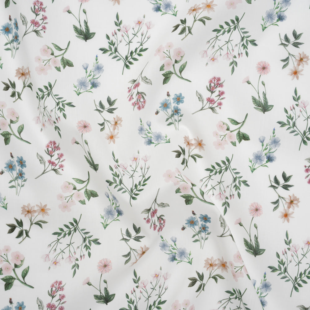 Liberty Fabrics Tana Lawn® - Annie Light Pink - Pink, White and Green Scattered Wildflowers - Drape