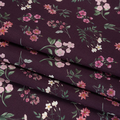Liberty Fabrics Tana Lawn® - Annie Purple - Royal Purple, Pink and Green Scattered Wildflowers