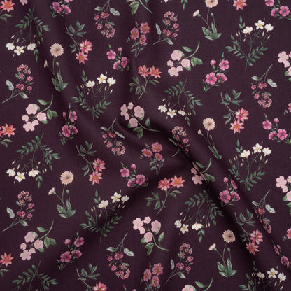 Liberty Fabrics Tana Lawn® - Annie Purple - Royal Purple, Pink and Green Scattered Wildflowers