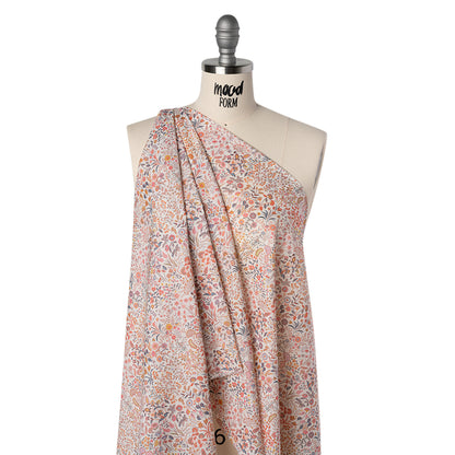 Liberty Fabrics Tana Lawn® - Shepherdly Song Pink - Pink, Peachy Orange and Blue-Gray Wildflowers