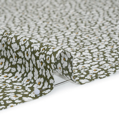 Liberty Fabrics Tana Lawn® - Feather Meadow Green - Olive Green and White Flowers and Leaves