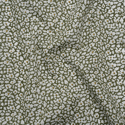 Liberty Fabrics Tana Lawn® - Feather Meadow Green - Olive Green and White Flowers and Leaves