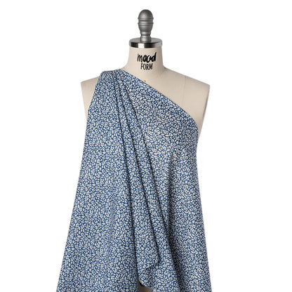 Liberty Fabrics Tana Lawn® - Feather Meadow Blue - Classic Blue and White Flowers and Leaves Folded