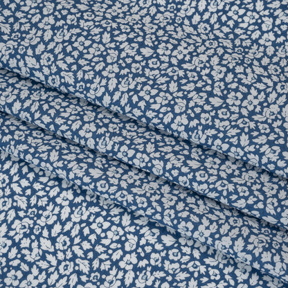 Liberty Fabrics Tana Lawn® - Feather Meadow Blue - Classic Blue and White Flowers and Leaves Detail