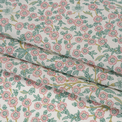 Liberty Fabrics Tana Lawn® - Empress Pink Light - Baby Pink and Mint Green Trailing Cherry Blossoms