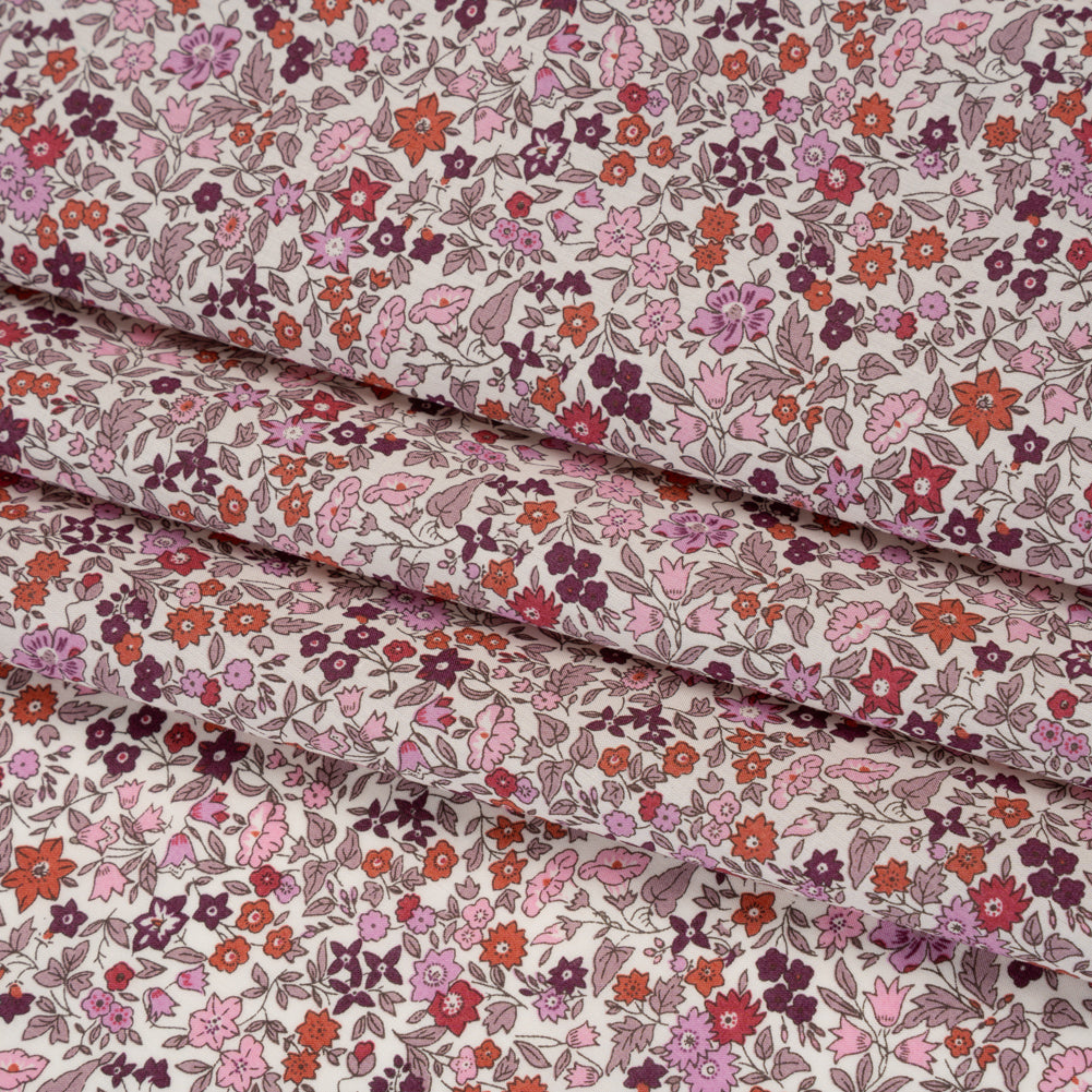 Liberty Fabrics Tana Lawn® - Ava Pink - Pink, Red and Burgundy Florals Detail