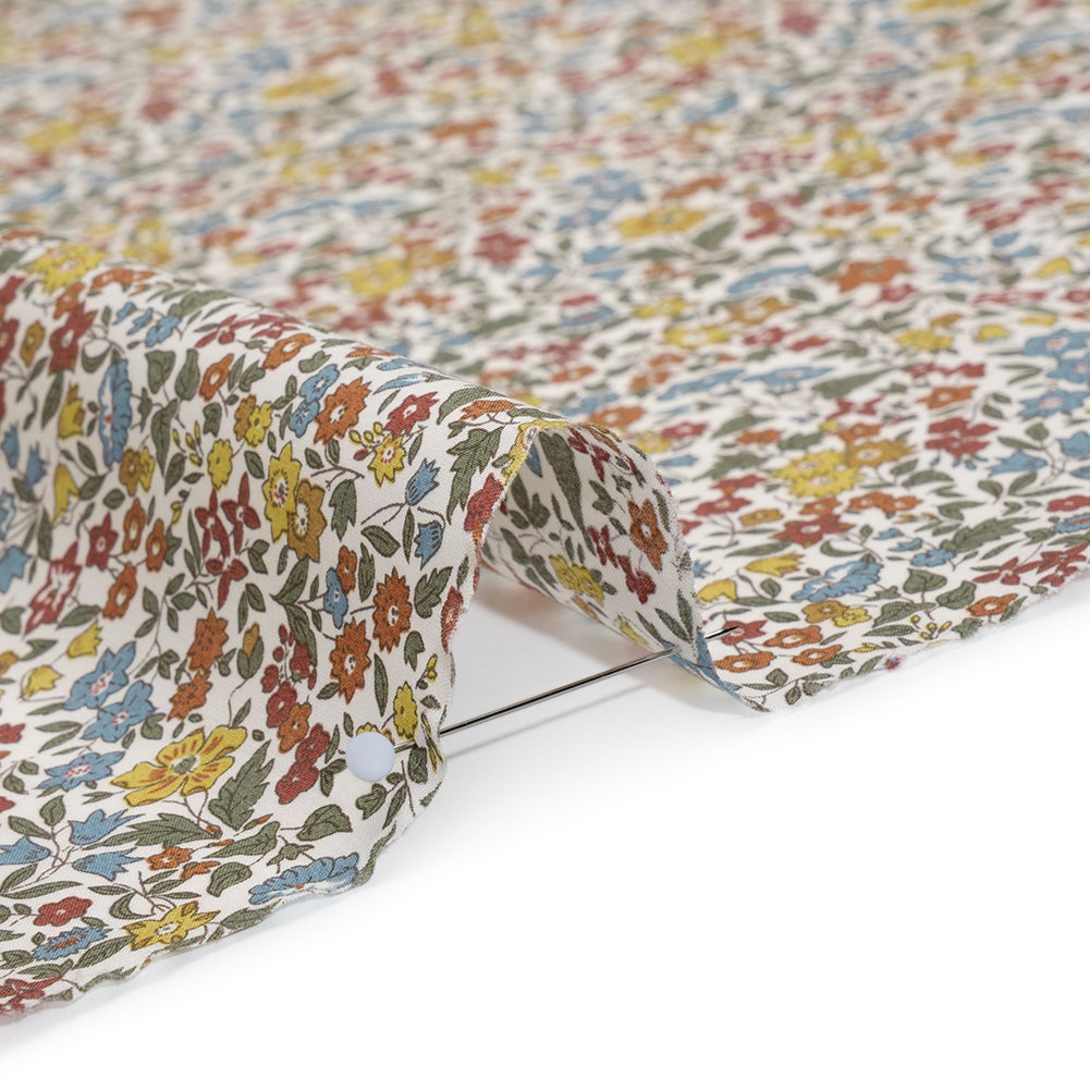 Liberty Fabrics Tana Lawn® - Ava Multi Neutral - Red, Light Blue and Yellow Florals - Full - Image 4 of 6
