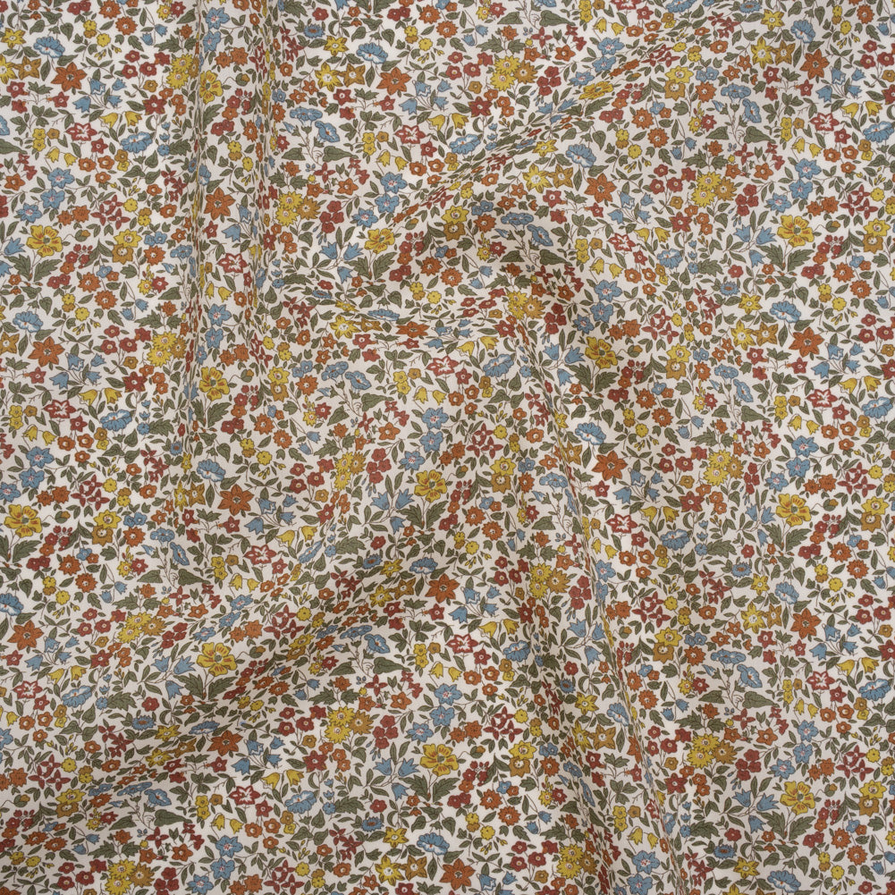 Liberty Fabrics Tana Lawn® - Ava Multi Neutral - Red, Light Blue and Yellow Florals - Drape