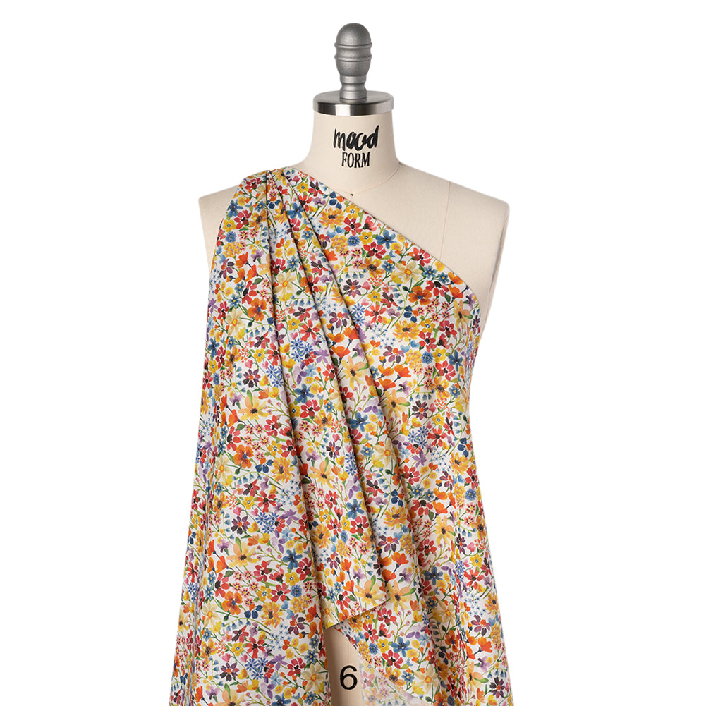Liberty Fabrics Tana Lawn® - Dreams of Summer Multi Bright - Yellow, Orange and Blue Watercolor Floral - Folded