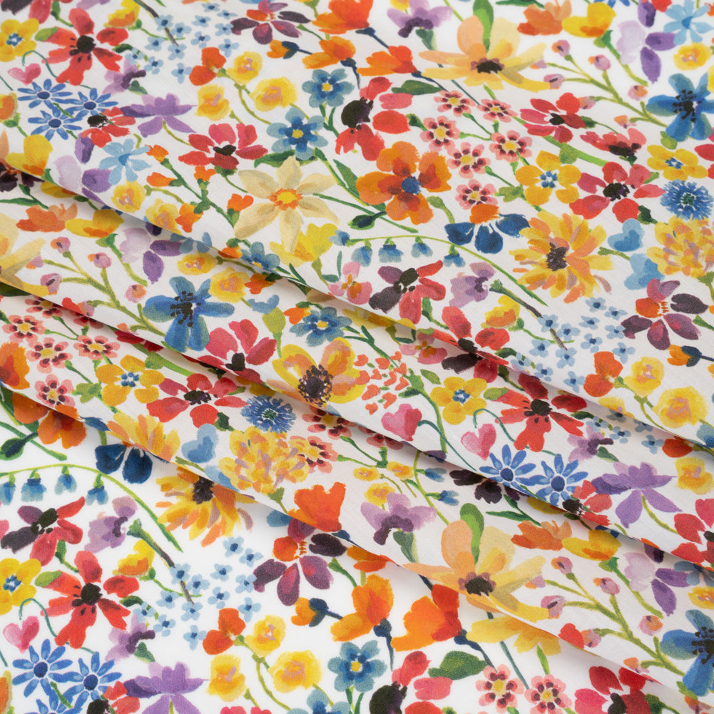 Liberty Fabrics Tana Lawn® - Dreams of Summer Multi Bright - Yellow, Orange and Blue Watercolor Floral - Detail