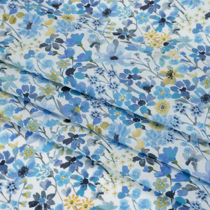 Liberty Fabrics Tana Lawn® - Dreams of Summer Blue - Light Blue and Pale Yellow Watercolor Floral