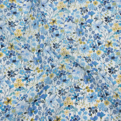 Liberty Fabrics Tana Lawn® - Dreams of Summer Blue - Light Blue and Pale Yellow Watercolor Floral