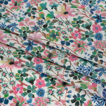Liberty Fabrics Tana Lawn® - Dreams of Summer Green - Pink, Green and Blue Watercolor Floral Detail