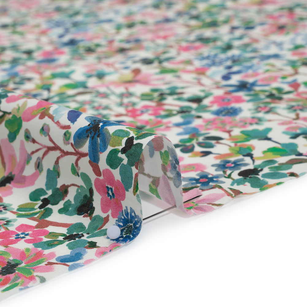 Liberty Fabrics Tana Lawn® - Dreams of Summer Green - Pink, Green and Blue Watercolor Floral Full