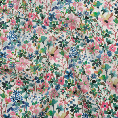 Liberty Fabrics Tana Lawn® - Dreams of Summer Green - Pink, Green and Blue Watercolor Floral Drape