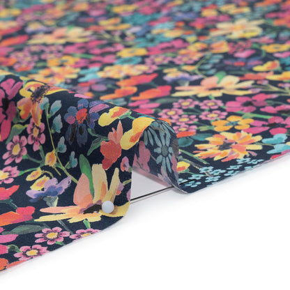 Liberty Fabrics Tana Lawn® - Dreams of Summer Dark Blue - Navy, Pink and Yellow Watercolor Floral