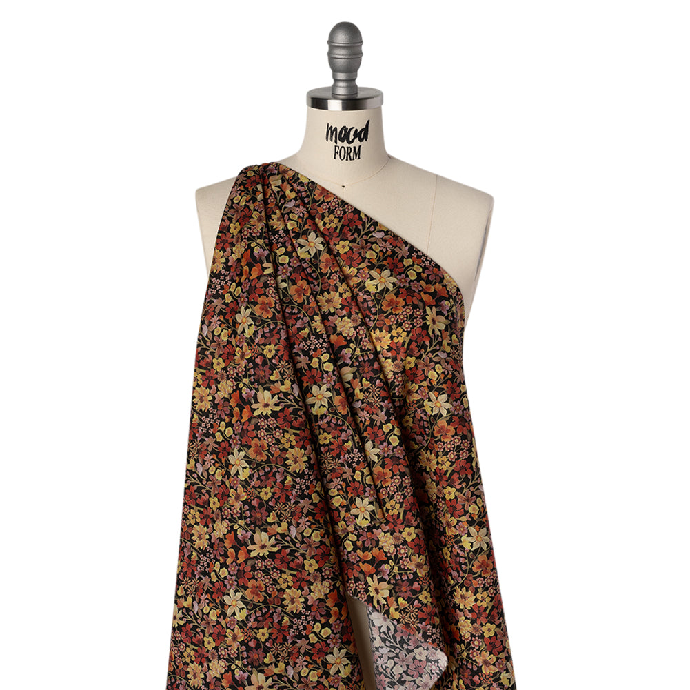 Liberty Fabrics Tana Lawn® - Dreams of Summer Orange - Brown, Orange and Red Watercolor Floral - Folded