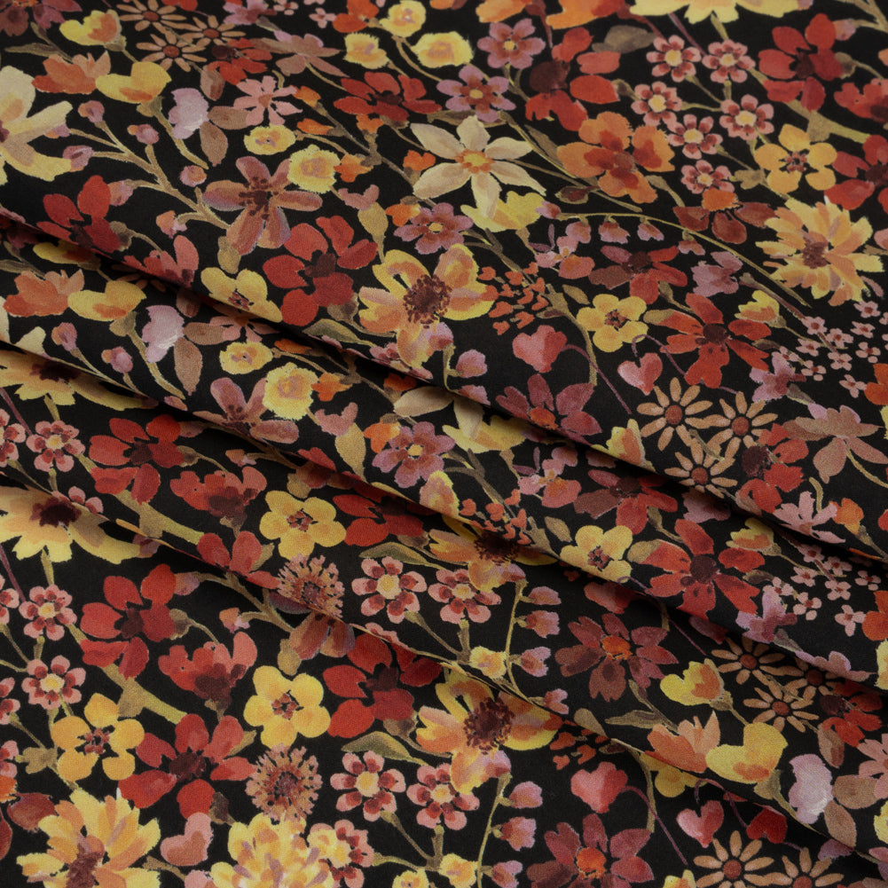 Liberty Fabrics Tana Lawn® - Dreams of Summer Orange - Brown, Orange and Red Watercolor Floral - Detail