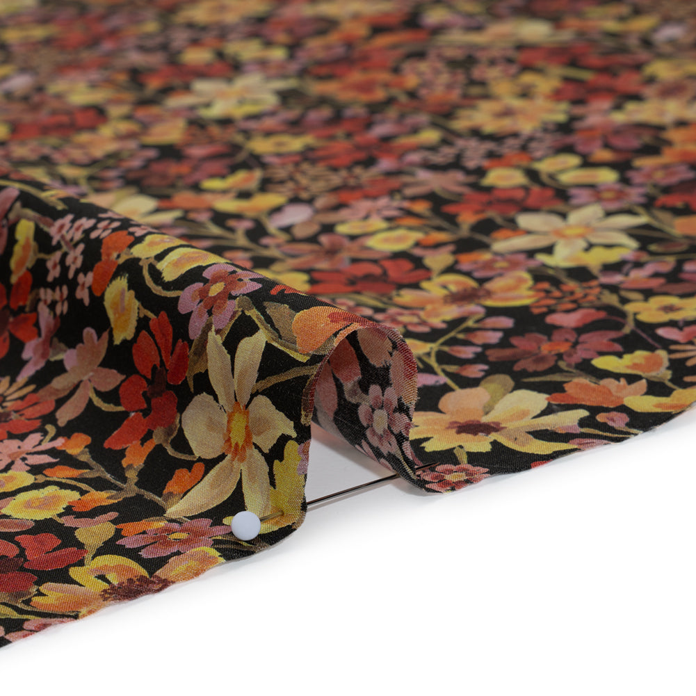 Liberty Fabrics Tana Lawn® - Dreams of Summer Orange - Brown, Orange and Red Watercolor Floral - Full - Image 4 of 6